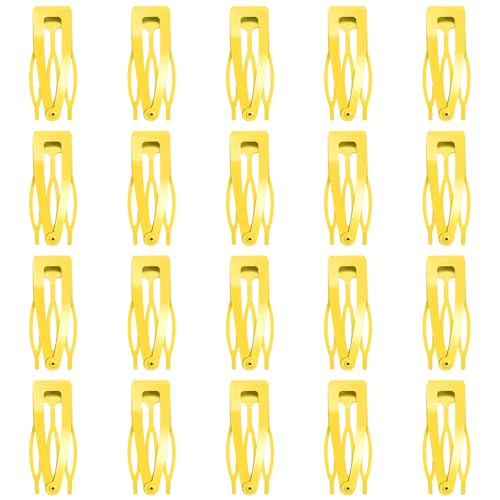 20 Pcs Snap Hair Clips for Women Snap Hair Barrettes Double Grip Hair Clips 3 Prong Clips for Hair Barrettes for Women Girls (Yellow) - color: Yellow
