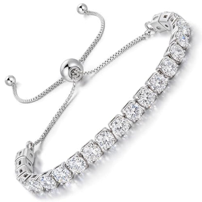Lovans 14K Gold Plated Tennis Bracelets,White/Yellow/Rose Gold-plated Adjustable Cubic Zirconia Tennis Bracelet for Women - color: Silver, size: 4MM White