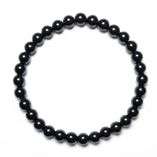 Jet Stone Stretch Bracelet for Men and Women, Natural Jet Beads, 6mm or 8mm, Lightweight Crystal