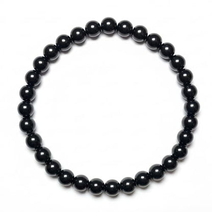 Jet Stone Stretch Bracelet for Men and Women, Natural Jet Beads, 6mm or 8mm, Lightweight Crystal