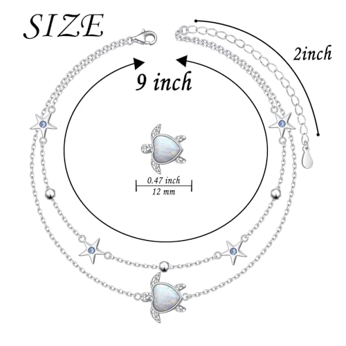 Anklets for Women 925 Sterling Silver Blue Evil Eye Infinity Butterfly Adjustable Multilayer Layered Summer Beach Ankle Bracelet Foot Chain Jewelry for Women - style: Sea Turtle 2