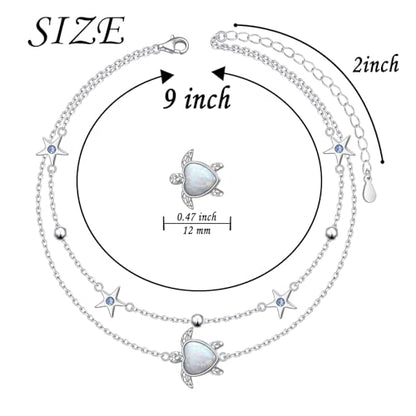 Anklets for Women 925 Sterling Silver Blue Evil Eye Infinity Butterfly Adjustable Multilayer Layered Summer Beach Ankle Bracelet Foot Chain Jewelry for Women - style: Sea Turtle 2