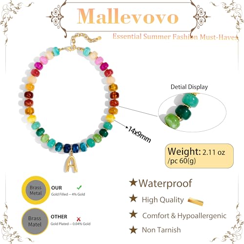 Chunky Beaded Bubble Initial Pendant Necklace Jewelry for Women | Big Large Bead Choker Letter Necklace Summer Beach Beachy Womens Statement Charm Gifts - color: Colorful A