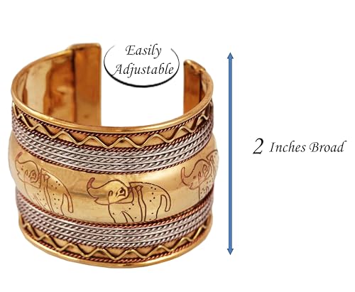 Touchstone Indian Bollywood Handcrafted Slip In Easy To Wear Stylish Wrist Enhancer Designer Broad Jewelry Cuff Bracelet For Women and Men. - style: Elephant 2