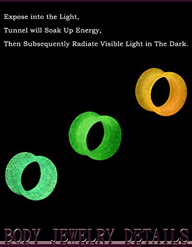 Jenxnjsjo 14g to 7/8in Ear Gauges Plugs Tunnels Taper Earrings Stretching Expander Kit Set for Women Men - color: 041: Glow in The Dark, size: 0000g (1/2in / 12mm)