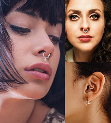 6-8Pcs 20G-18G-16G-14G Stainles Steel Clicker Ring Seamless Lip Nose Daith Cartilage Helix Tragus Hoop Ring - style: A2:10MM