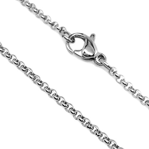 Loralyn Designs 2mm Titanium Stainless Steel Rolo Chain Necklace Lobster Clasp Closure (16-24 Inch)