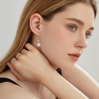 Silver Dangle Double Hoop Earrings For Women Paperclip Link Earring | Drop Small Silver Earrings Square Huggie Paperclip Dangly Hoop Silver Hoops Earrings Jewelry - color: Gold