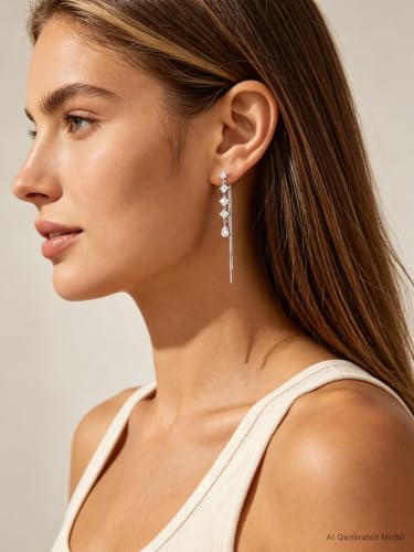Silver Dangle Earrings Women Dangling Drop Bridesmaid Wedding Prom Jewelry - color: Silver cz tassle drop