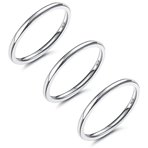 LOYALLOOK 1.5mm Silver Rings for Women Non Tarnish Stainless Steel Rings | Thin Stackable Band Rings Plain Knuckle Rings Thumb Pinky Midi Stacking Rings - color: Silver Tone