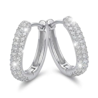 U Shaped Hoop Earrings for Women - Cubic Zirconia Pave Huggie Earrings, Skin-Friendly Geometric Jewelry for Anniversary & Daily Wear, Gift for Her - color: Silver