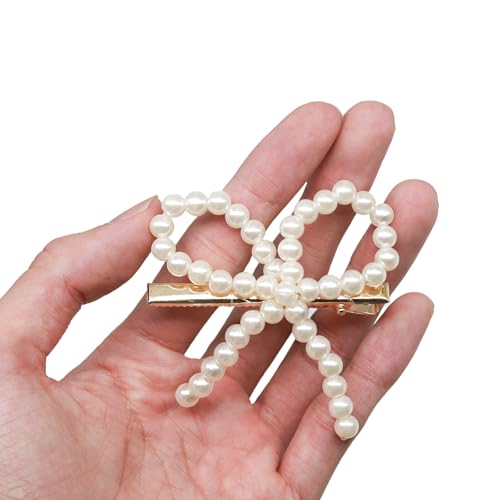 10pcs Pearl Bow Hair Clips，Hair Barrettes Accessories Girls and Women，Faux Pearl Hair Barrette，Decorative Bobby Pin Barrette，Bow Pearls Hairpin，Non-Slip Duckbill Clip，Non-Slip Hairpin Pearls Barrette
