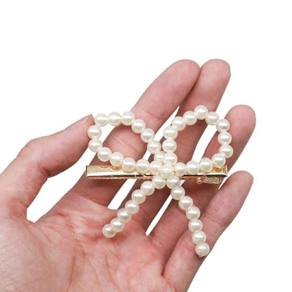 10pcs Pearl Bow Hair Clips，Hair Barrettes Accessories Girls and Women，Faux Pearl Hair Barrette，Decorative Bobby Pin Barrette，Bow Pearls Hairpin，Non-Slip Duckbill Clip，Non-Slip Hairpin Pearls Barrette