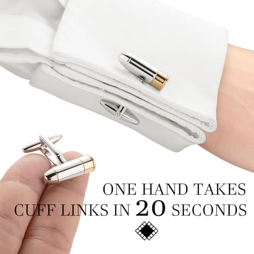 HAWSON Various Unique Cuff Links Mens, Animal/Tactical/Music/Holiday/Cufflinks, Themed Wedding Dinner Party Gift Suit Accessories - style: Bullet