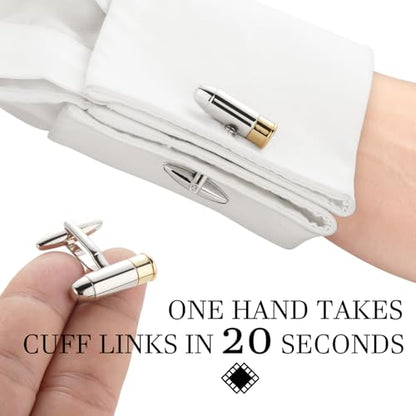 HAWSON Various Unique Cuff Links Mens, Animal/Tactical/Music/Holiday/Cufflinks, Themed Wedding Dinner Party Gift Suit Accessories - style: Bullet