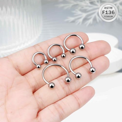 Ruifan 20G 18G 16G 14G 12G Horseshoe Nose Ring Titanium Septum Rings Piercing Jewelry Cartilage Conch Helix Rook Lip Tragus Earring Hoop Eyebrow Retainer For Women Men 6mm 8mm 10mm 12mm 14mm 16mm 19mm - size: Ball: 14G - 14MM