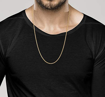 Miabella Italian 925 Sterling Silver, 18K Gold Plated 925 Sterling Silver 2.3mm Curb Cuban Link Chain Necklace Made in Italy - size: Length 26 Inches, style: yellow-gold-plated-silver