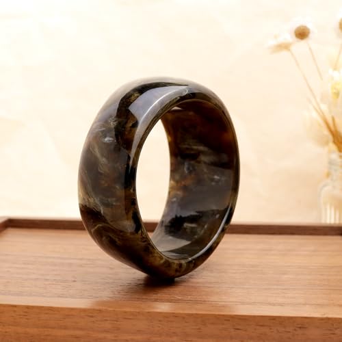 Chunky Resin Wide Bangle Bracelets for Women, Trendy Statement Minimalist Acrylic Bracelet Prom Holiday Jewelry Gift - color: Black