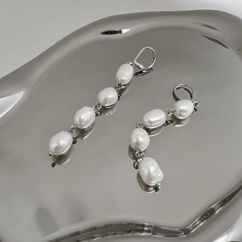 Pearl Earrings 14k Gold Plated Long Earrings Dangle Drop for Brides