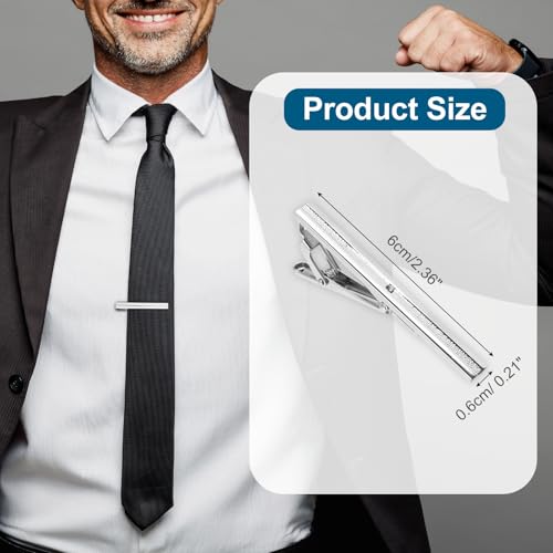 PATIKIL Tie Clip for Men, Rhinestones Necktie Bar Pinch Clips with Black Gift Box for Regular Ties Wedding Business Valentine's Day Father's Day Anniversary - color: Silver Tone(White)