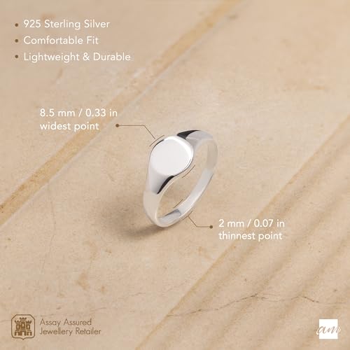 Sterling Silver Plain Signet Ring by Amberta