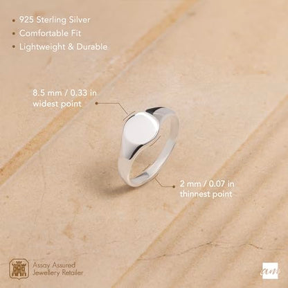 Sterling Silver Plain Signet Ring by Amberta