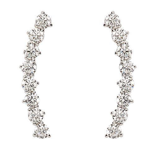 PAVOI 14K Gold Plated Cubic Zirconia Ear Crawler Stud Earrings for Women - Faux Diamond Arrow Climber Fashion Earrings - Trendy Earscape Statement Jewelry - style: Dot