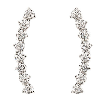 PAVOI 14K Gold Plated Cubic Zirconia Ear Crawler Stud Earrings for Women - Faux Diamond Arrow Climber Fashion Earrings - Trendy Earscape Statement Jewelry - style: Dot