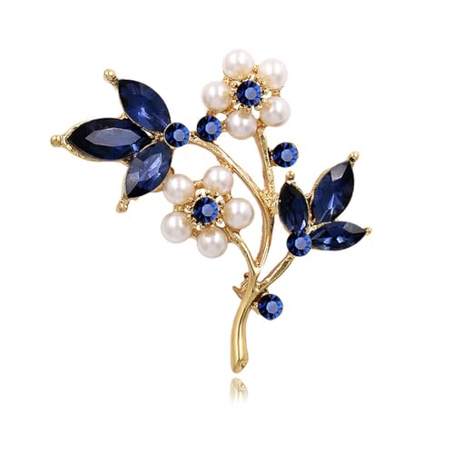 Rhinestone Pearls Flower Leaf Tree Brooches and Pins for Women Silver Gold-Toned Fashion Vintage Pearl Flowers Brooch Lapel Pin Badge Dress Suit Collar Accessories Crafts Birthday Jewelry - color: Gold