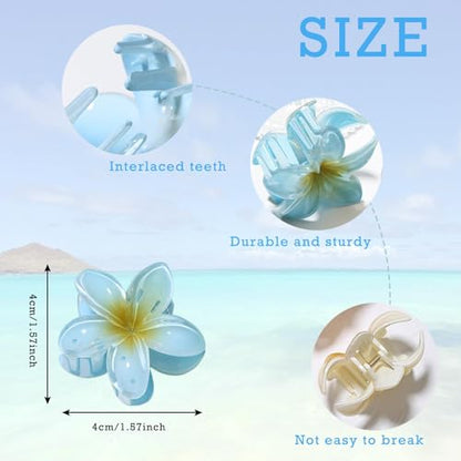 Hawaiian Flower Hair Claw Clips for Women, Cute Mini Plumeria Hibiscus Hair Clips for Women Girls Hair Accessories 8Pcs