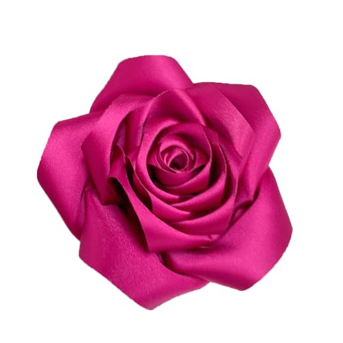 Satin Rose Flower Large Brooch Lapel Pins Handmade Fabric Flower Brooches Pin Classic for Wedding Party Dance Banquet for Women Men Dress Suit Clothes Accessories JewelryGifts 110mm - color: Hot Pink