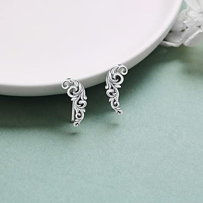 Ear Climbers Earrings for Women Sterling Silver Vintage Ear Crawler Earrings Jewelry Gifts for Women - style: Leaf