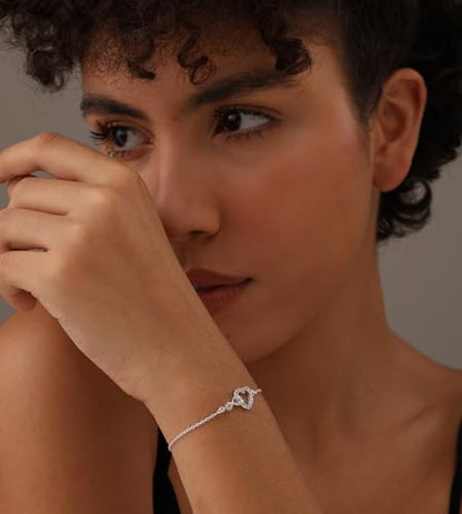 Charmsy 925 Sterling Silver Sliding Bolo Bracelet for Women | Women's Italian Handmade Adjustable Bolo Bead Ball Slider Bracelet - style: Infinity Heart