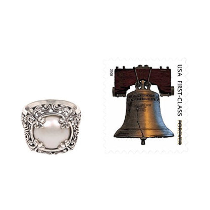 NOVICA Artisan Handmade Mabe Cultured Freshwater Pearl Cocktail Ring .925 Sterling Silver Floral Motif White Indonesia Birthstone 'White Lunar'