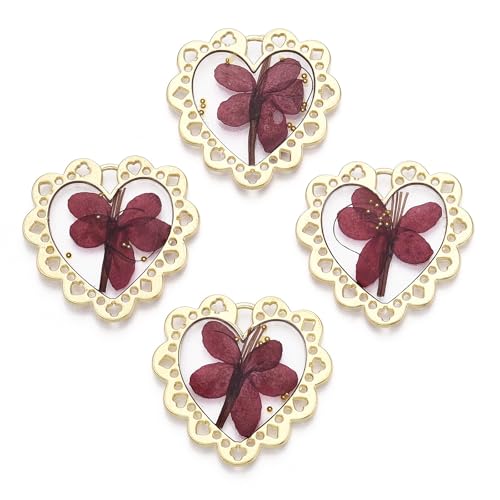Elecrelive Crystal Heart Charms Rhinestone Heart Pendants Valentine Charms for Necklace Bracelet Earring Wedding Jewelry - color: Brown