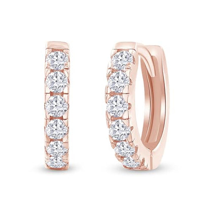 Dainty Cartilage Huggie Hoop Earrings Women in 18K Gold Plated | Round Moissanite in 18K Gold Plated Jewelry for Her - color: Rose Gold, size: 11 MM