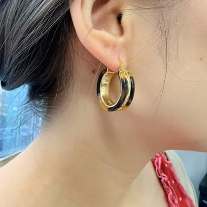 14K Gold Plated Chunky Hoop Earrings for Women Vintage Leopard Print Hoops Large Round Hoop Earrings Jewelry - style: Hoop
