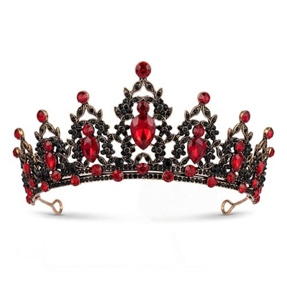 Kamirola - Queen Crown and Tiaras Princess Crown for Women Crystal Headbands for Bridal, Princess for Wedding and Party - color: Black& Red