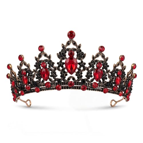 Kamirola - Queen Crown and Tiaras Princess Crown for Women Crystal Headbands for Bridal, Princess for Wedding and Party - color: Black& Red