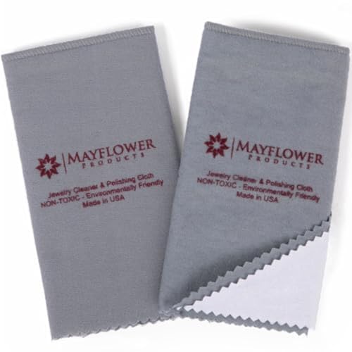 Pro Size Polishing Cloth Set of 2 Large Cleaning Cloths Pure Cotton Made in USA for Gold Silver and Platinum Jewelry Coins Watch, Silverware 11 x 14 inches each Tarnish Remover Keeps Jewelry Shining | Made in USA, Non-Toxic Tarnish Cleaner Infused on Ultr