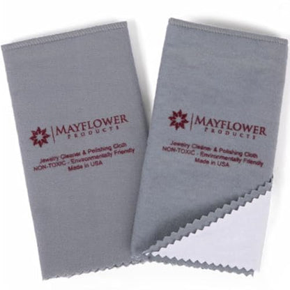 Pro Size Polishing Cloth Set of 2 Large Cleaning Cloths Pure Cotton Made in USA for Gold Silver and Platinum Jewelry Coins Watch, Silverware 11 x 14 inches each Tarnish Remover Keeps Jewelry Shining | Made in USA, Non-Toxic Tarnish Cleaner Infused on Ultr