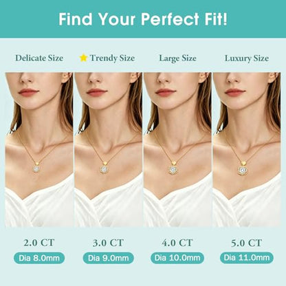 Moissanite Heart Necklace for Women, 2-5 Carat Moissanite Heart Pendant Necklace, S925 Sterling Silver Gold Plated, Double Love Heart Design Pendant, Anniversary Birthday Valentines Mothers Day Gifts for Wife Mom Girlfriend - style: 3.0 Carats-Yellow Gold
