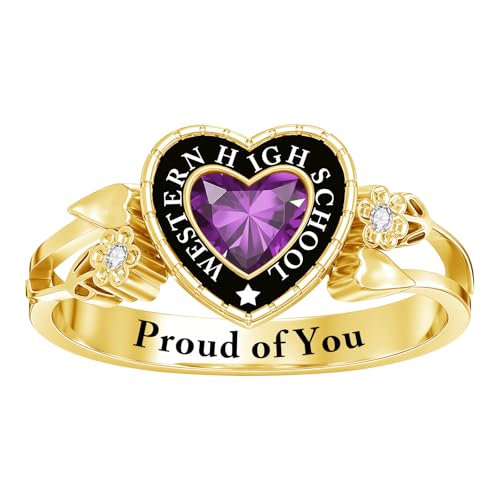 ROMANTICWORK Class Rings for Women High School 925 Sterling Silver Customizable Engraved Rings for Women Graduation Ring Size 4 to 16 Jewelry Gifts for Sisters Friends - color: Class Ring for Women 01