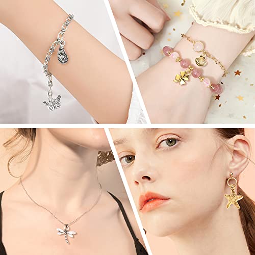 SANNIX 200Pcs Bulk Jewelry Making Charms Tibetan Antique Silver Gold Charm | Pendants for DIY Bracelet Necklace Making Crafts - color: Gold Silver