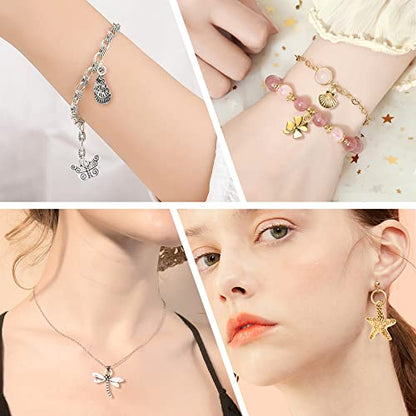 SANNIX 200Pcs Bulk Jewelry Making Charms Tibetan Antique Silver Gold Charm | Pendants for DIY Bracelet Necklace Making Crafts - color: Gold Silver