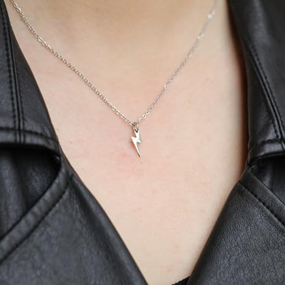 Silver Necklaces for Women Teens, Best Friend Necklace Sister Daughter Gift | Horseshoe Butterfly Swan Wave Evil Eye Necklace Graduation Chritmas Birthday Gifts for Women, Stainless Steel - style: Lightning