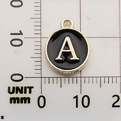 Youdiyla 2 Sets(52pcs) Black Cute Mixed Letter Beads Metal Letter Charms Enamel Initial Charms Wholesale Double Sided Alphabet Charms for Necklace and Bracelet Making Craft Supplier (HM452) - color: Black