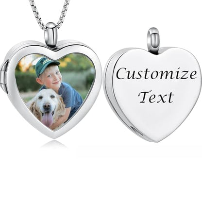 Oinsi Cremation Locket Necklace For Ashes Of Loved One Carry Photo Glass Memorial Urn Jewelry 316L Stainless Steel Keepsake Gifts - color: B-Customize Text