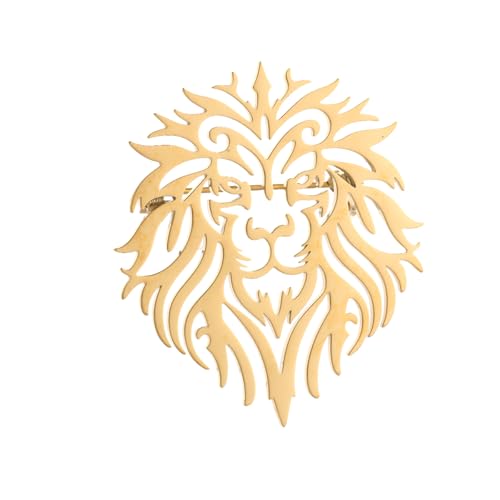 Large-sized Gold Color Phoenix Bird Brooch Wolf and Lion Brooch and Pin - style: Lion King
