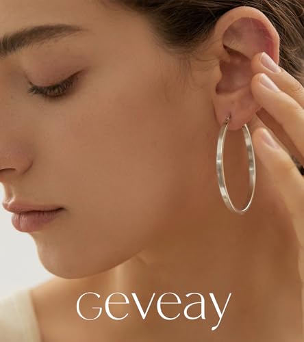 Lightweight 925 Sterling Silver Post Hoop Earrings for Women | 3mm Wide Hypoallergenic Thin Large Hoop Earrings for Women Gift 30/40/50/60mm - size: 50mm Silver